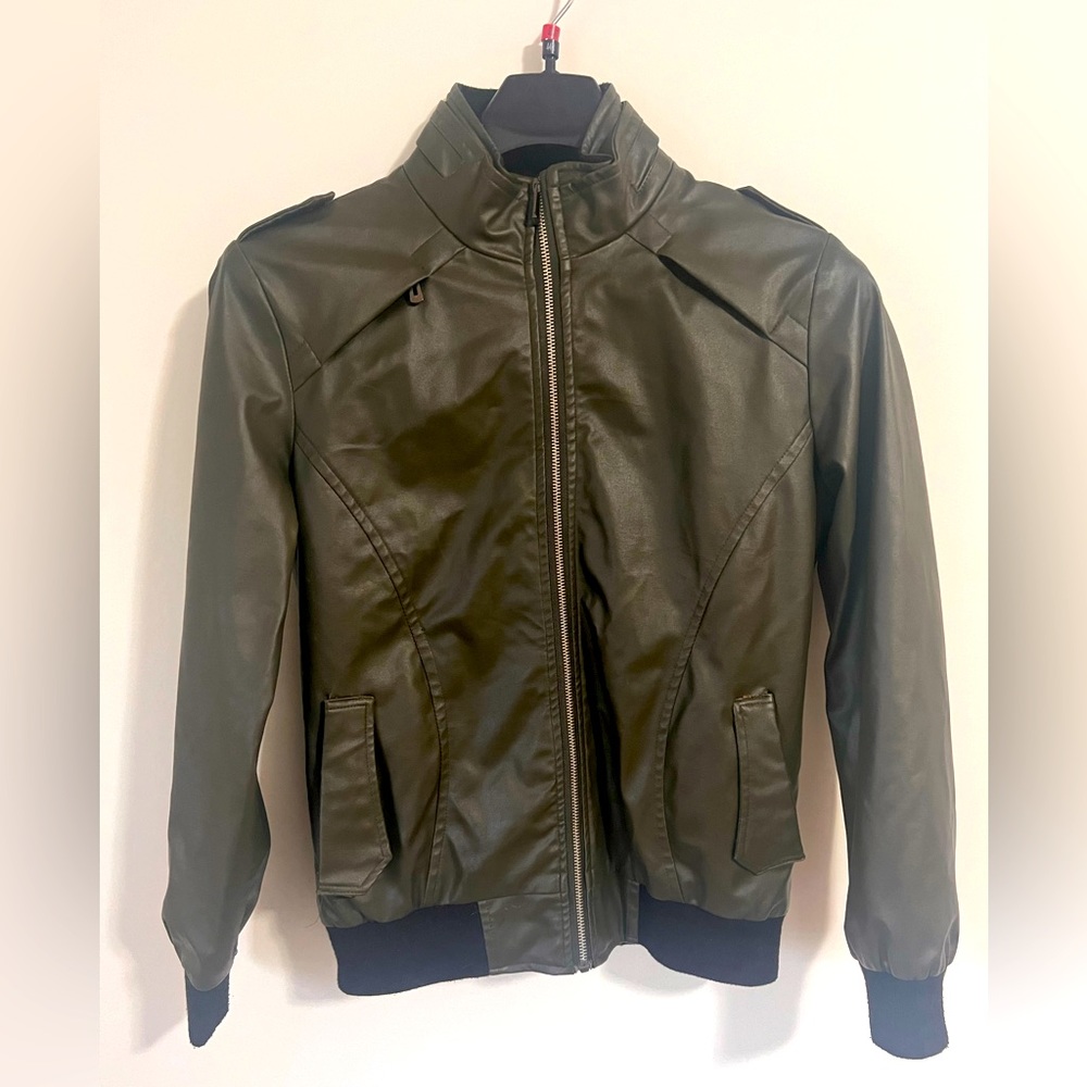HUAIXIAOZI Vintage Japanese Faux Leather Bomber Jacket Men’s M